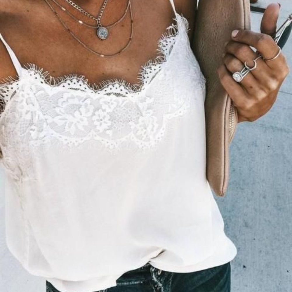 Abercrombie & Fitch white lace tank lace cami tank
